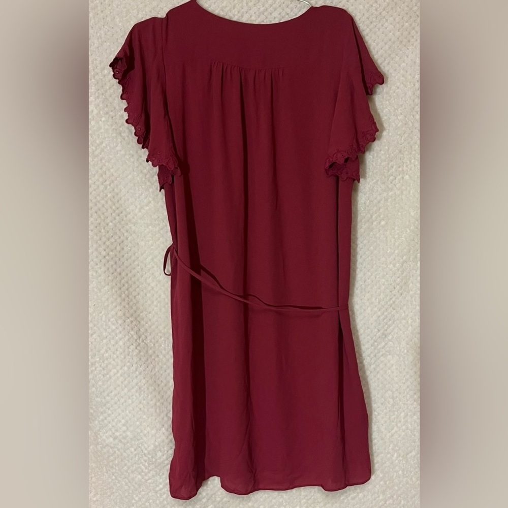 LOFT Mini Dress Flutter Sleeve Drawstring Waist Flowy Flattering Womens Medium - Picture 8 of 9